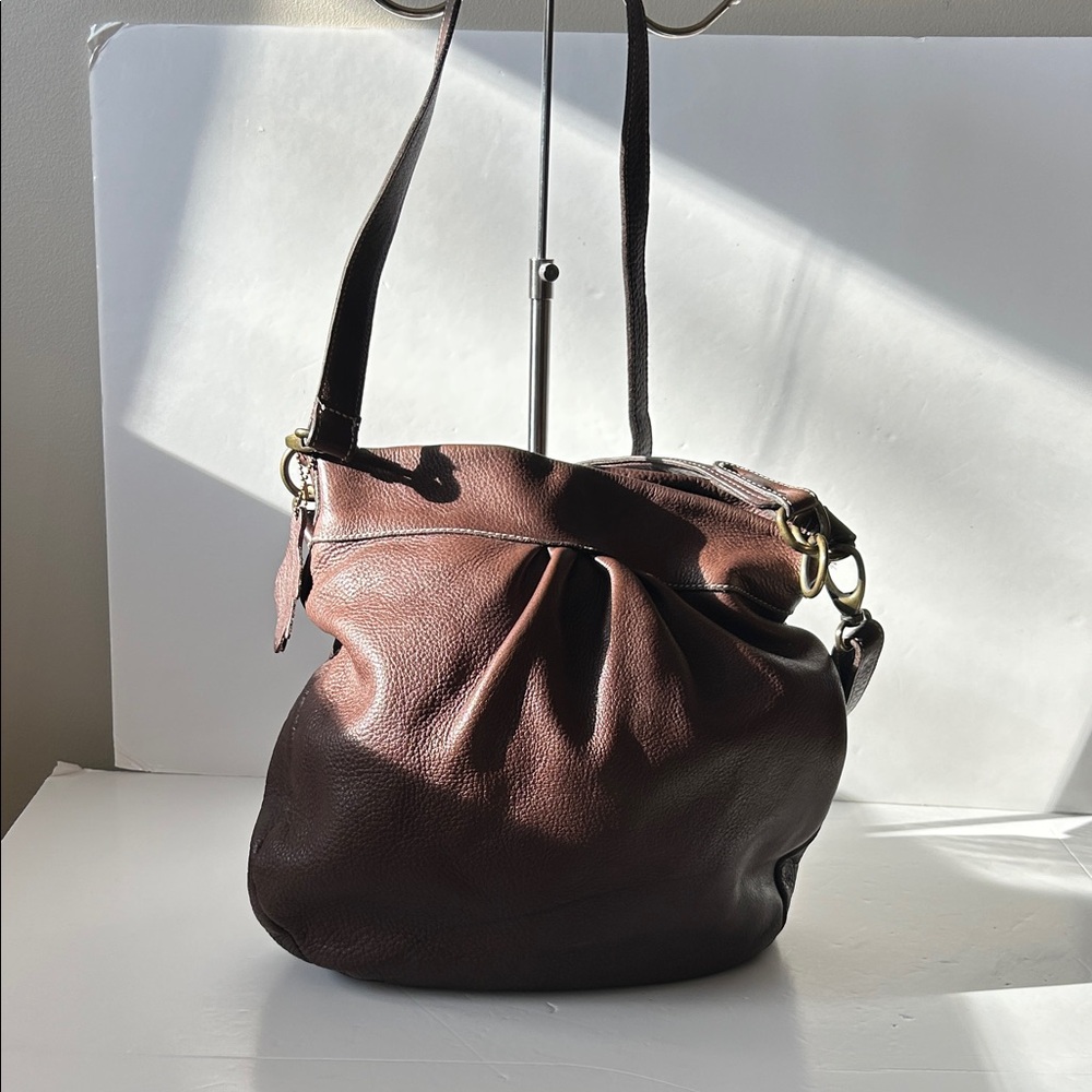 Roots Vintage Dark Brown Leather Crossbody Shoulder  Bag Made in Canada Boho